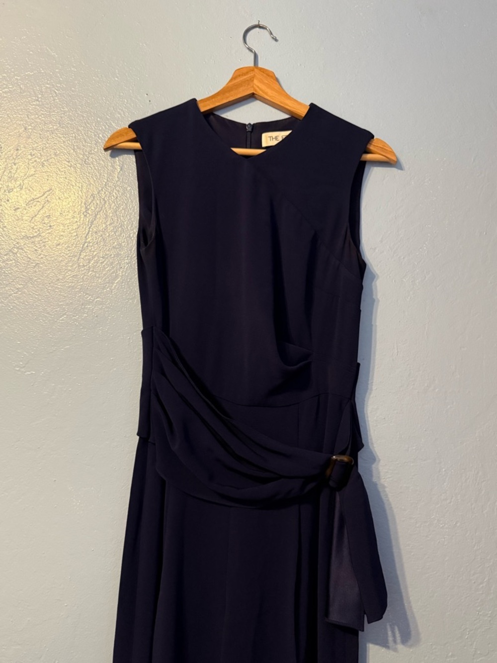 THE FOLD Jumper Sleeveless Navy Blue with Draped Waist